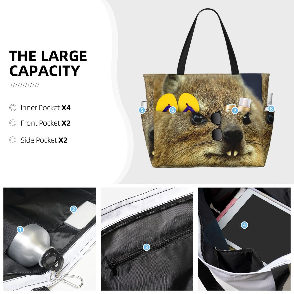 Rock Hyrax Photo Beach Tote Ba - Yoga Fitness Gym Photos review and price